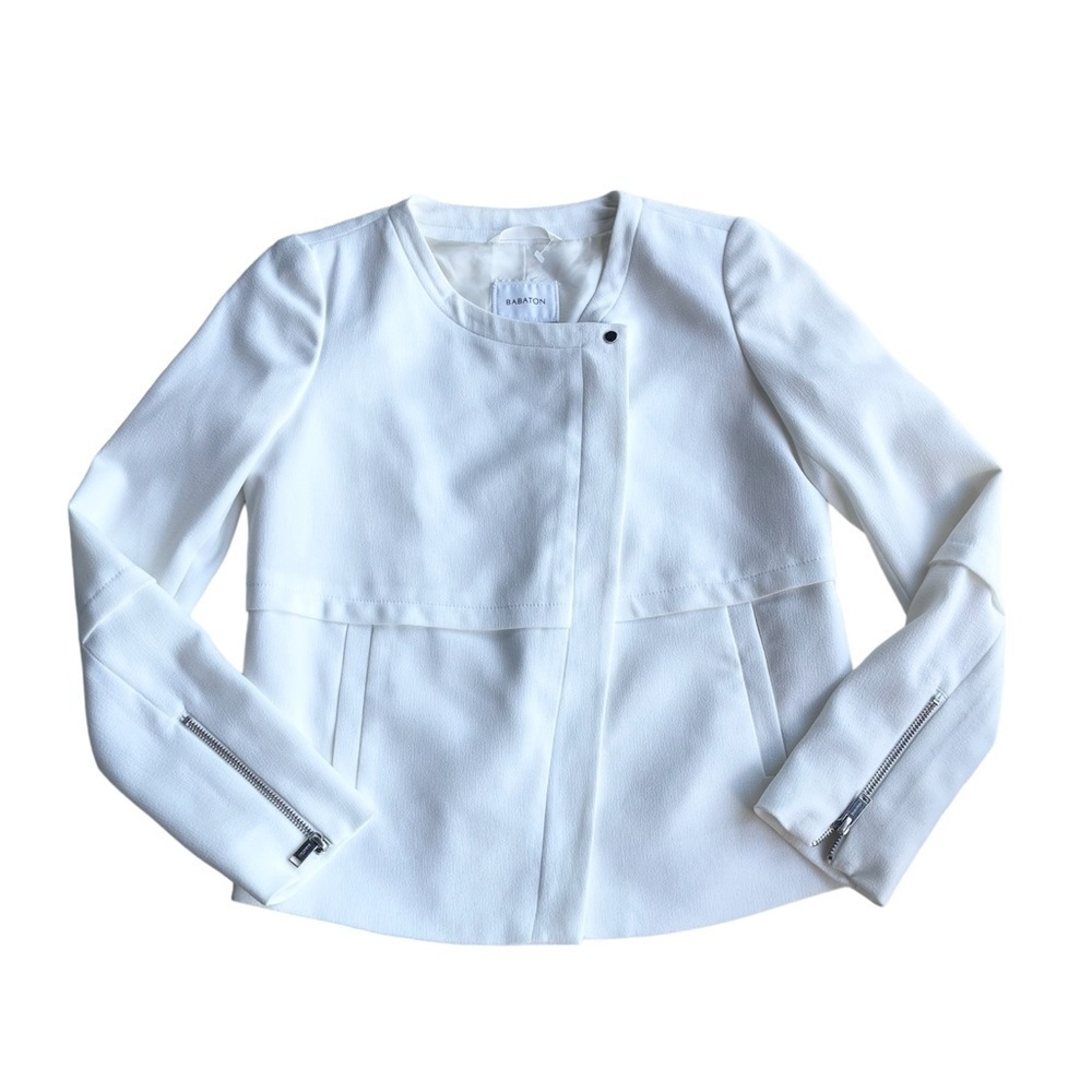 Artizia Babaton Off White Crepe Moto Jacket US 0